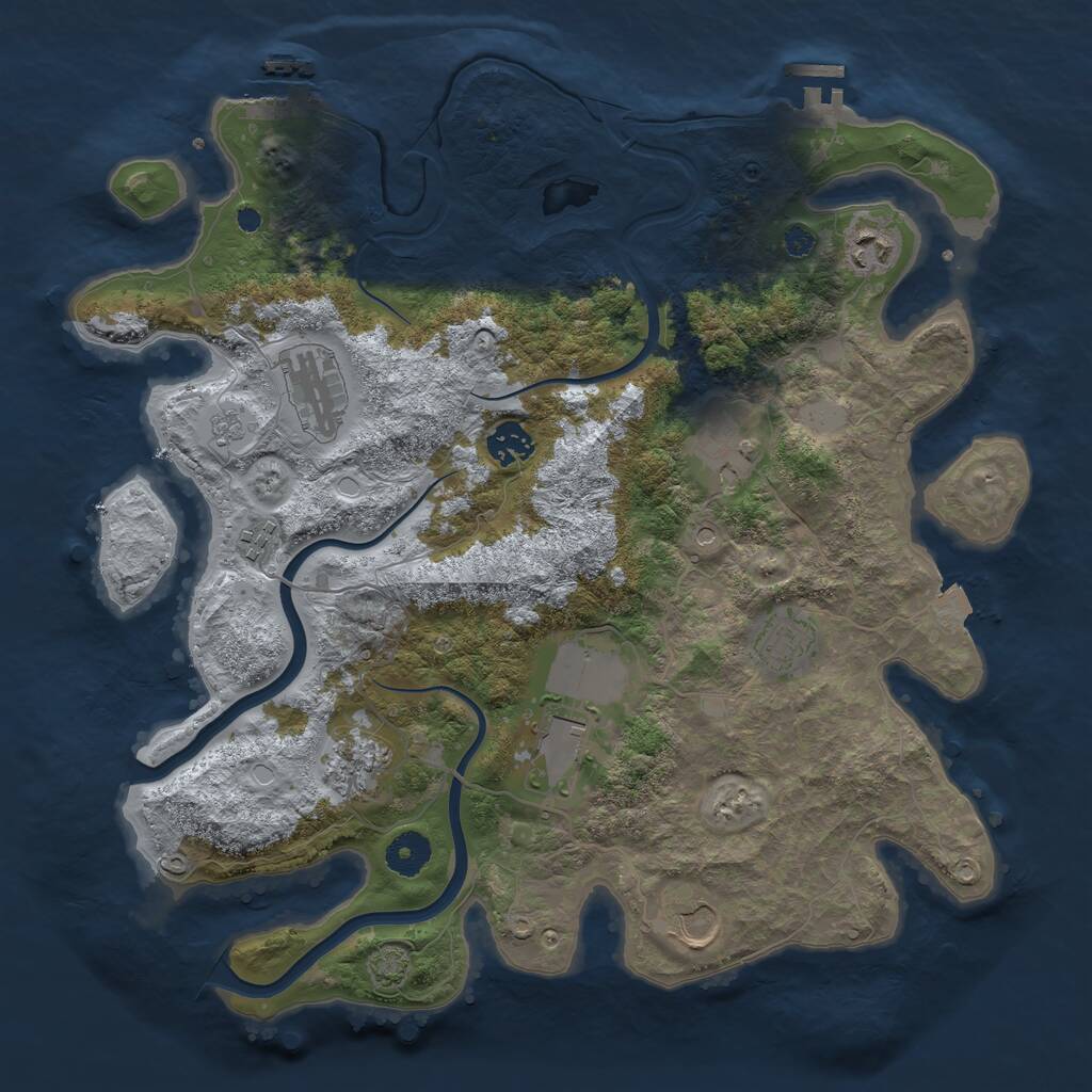 Rust Map: Procedural Map, Size: 3750, Seed: 101330989, 15 Monuments