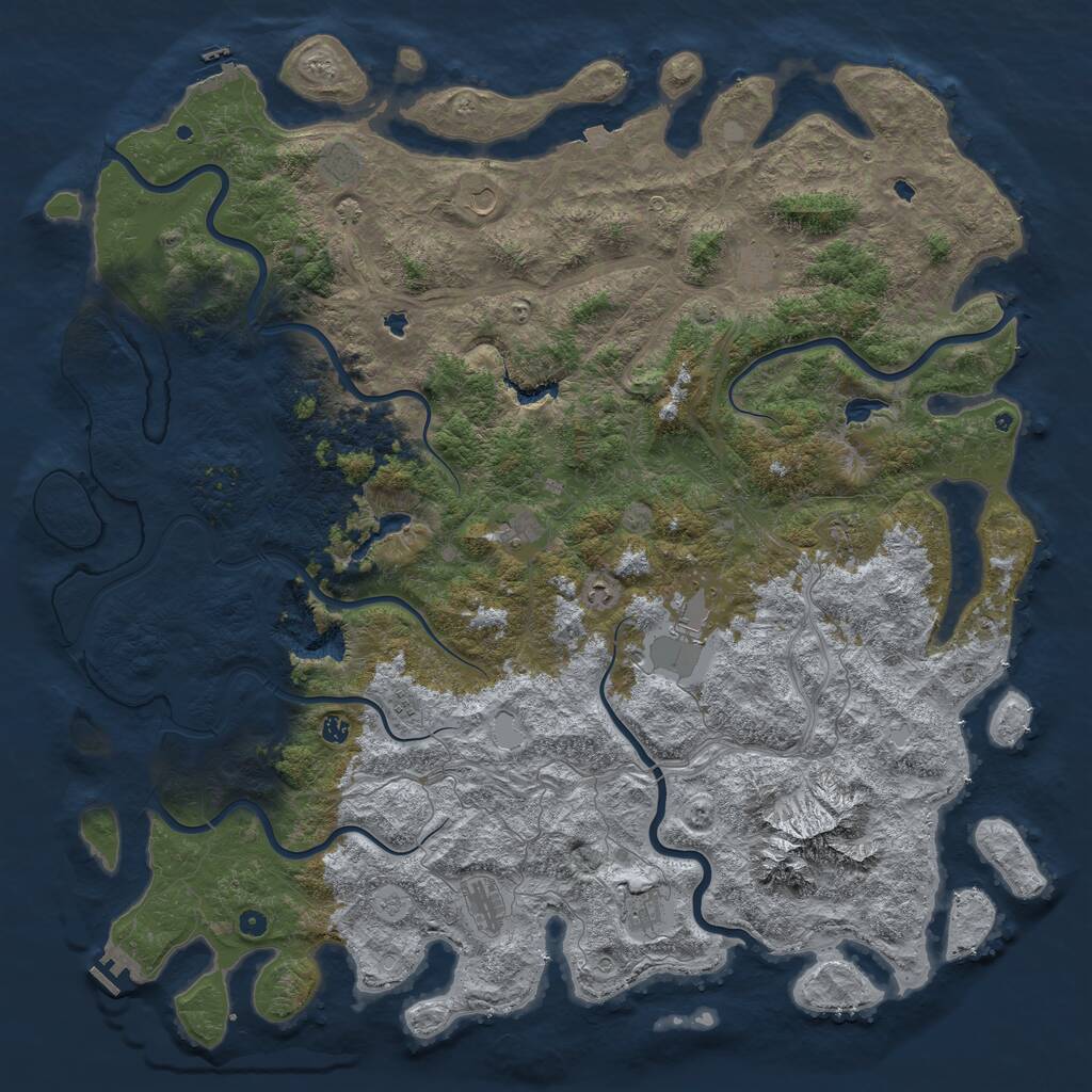 Rust Map: Procedural Map, Size: 6000, Seed: 1269228119, 17 Monuments