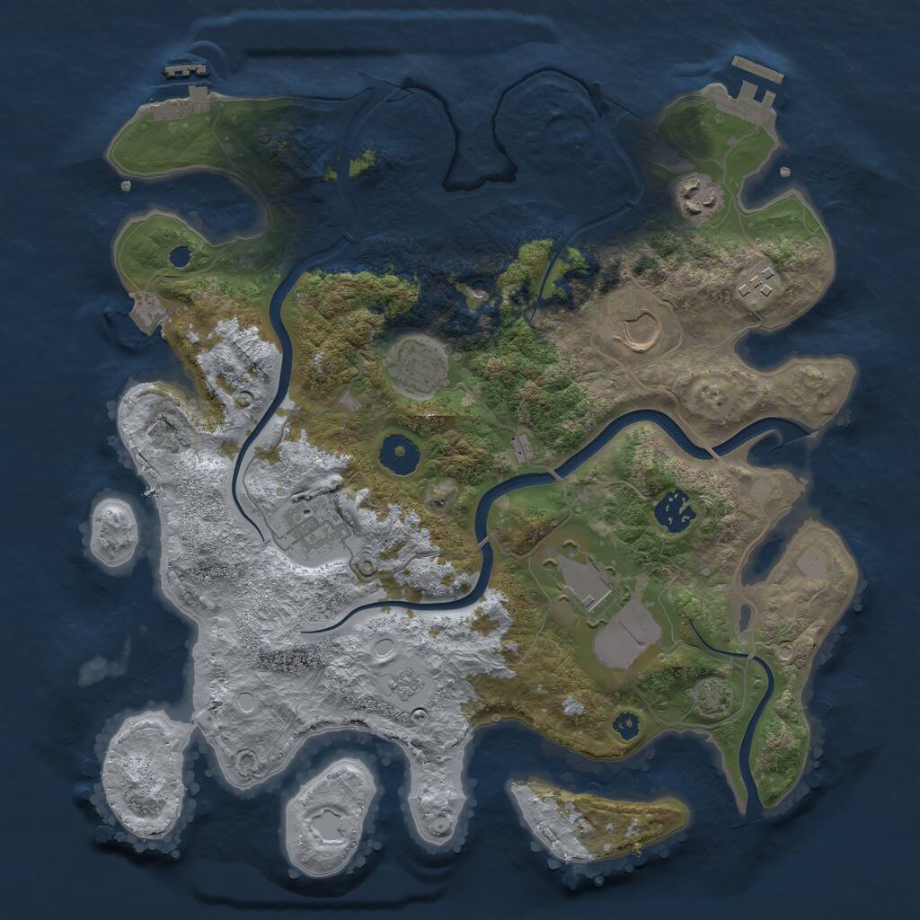 Rust Map: Procedural Map, Size: 3500, Seed: 613517574, 13 Monuments