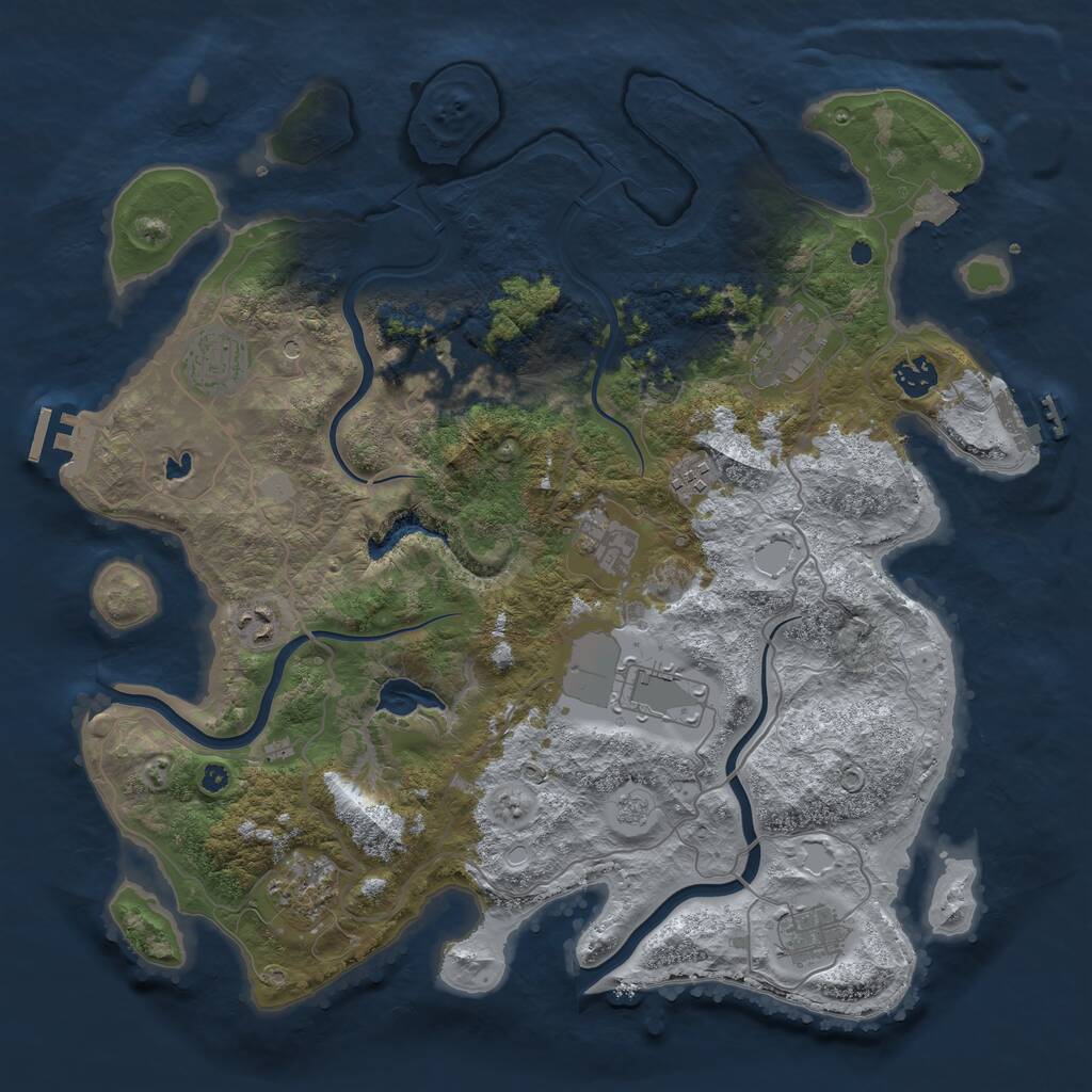 Rust Map: Procedural Map, Size: 4000, Seed: 948952400, 16 Monuments