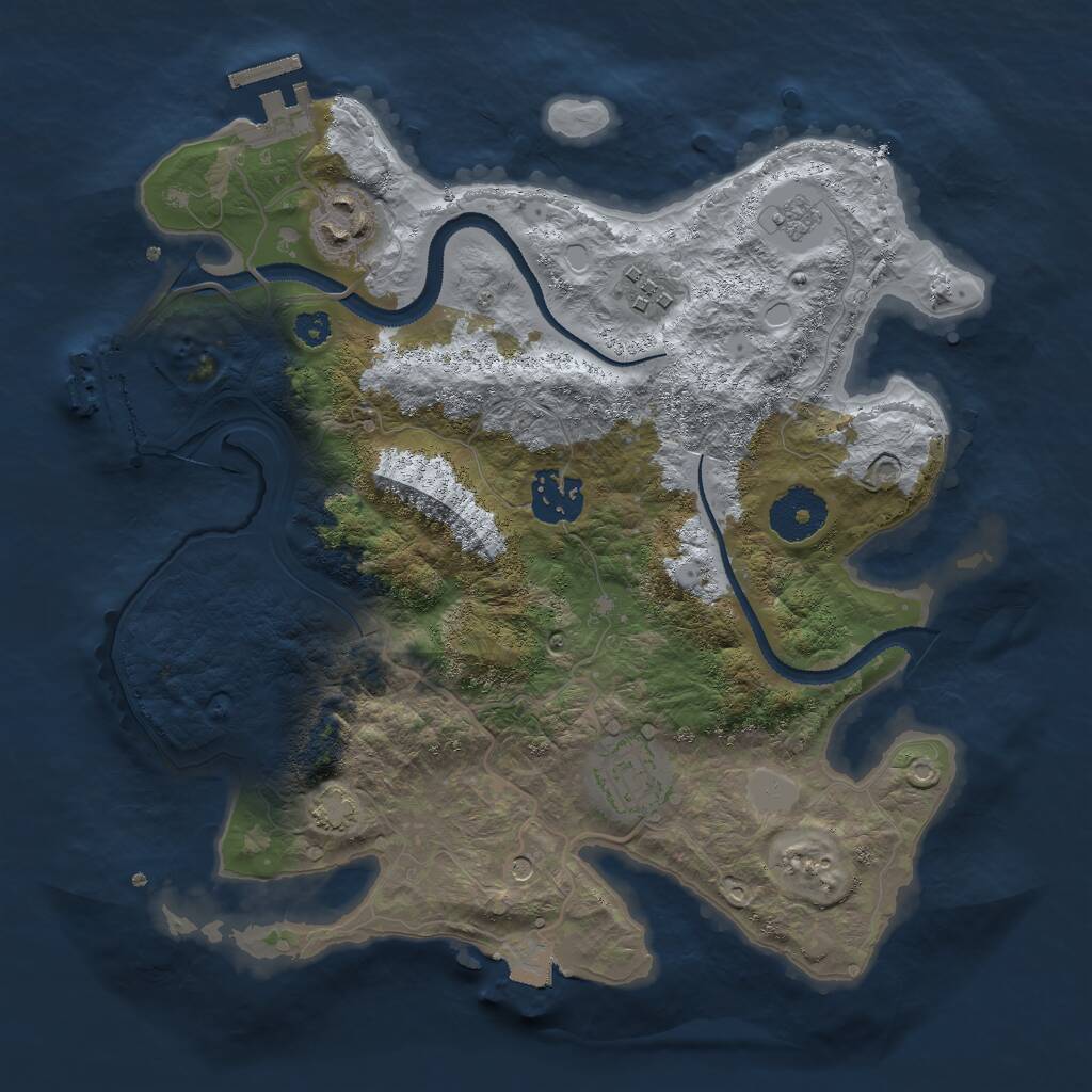 Rust Map: Procedural Map, Size: 3000, Seed: 1079575448, 10 Monuments