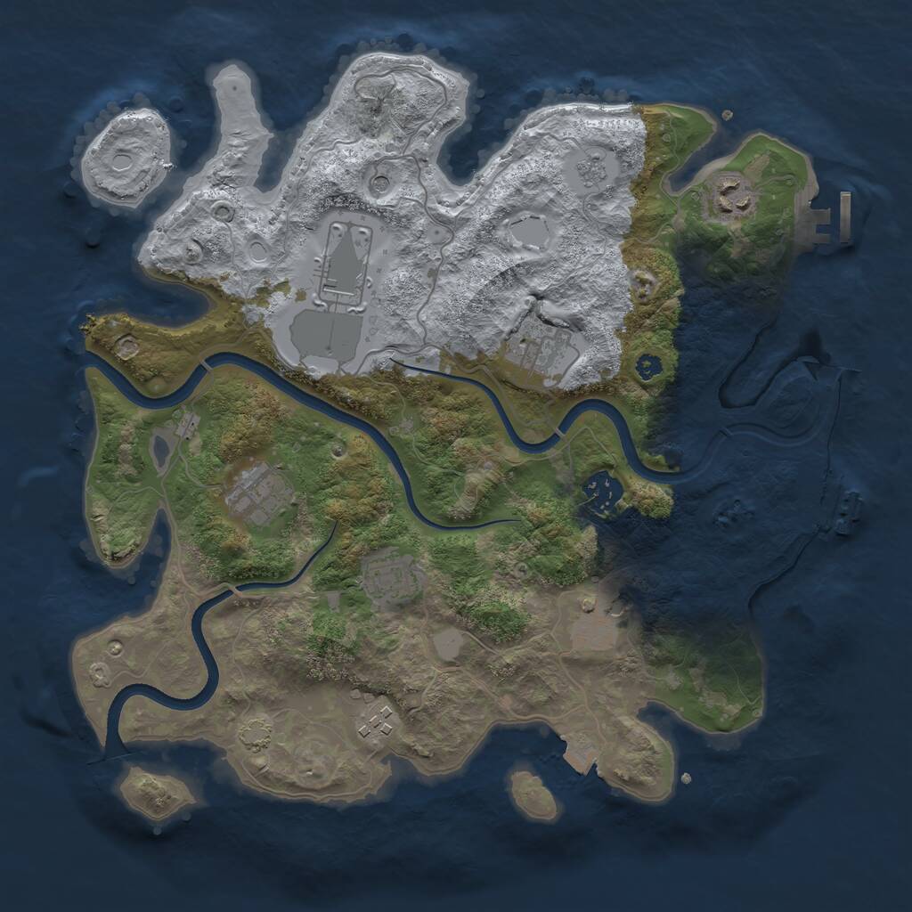 Rust Map: Procedural Map, Size: 3500, Seed: 1071805344, 14 Monuments