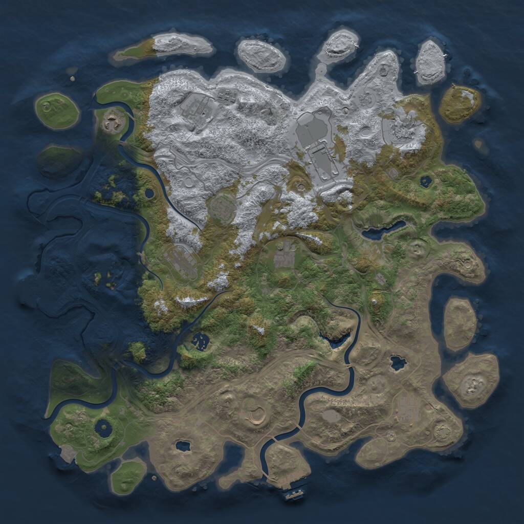 Rust Map: Procedural Map, Size: 4500, Seed: 991055731, 17 Monuments