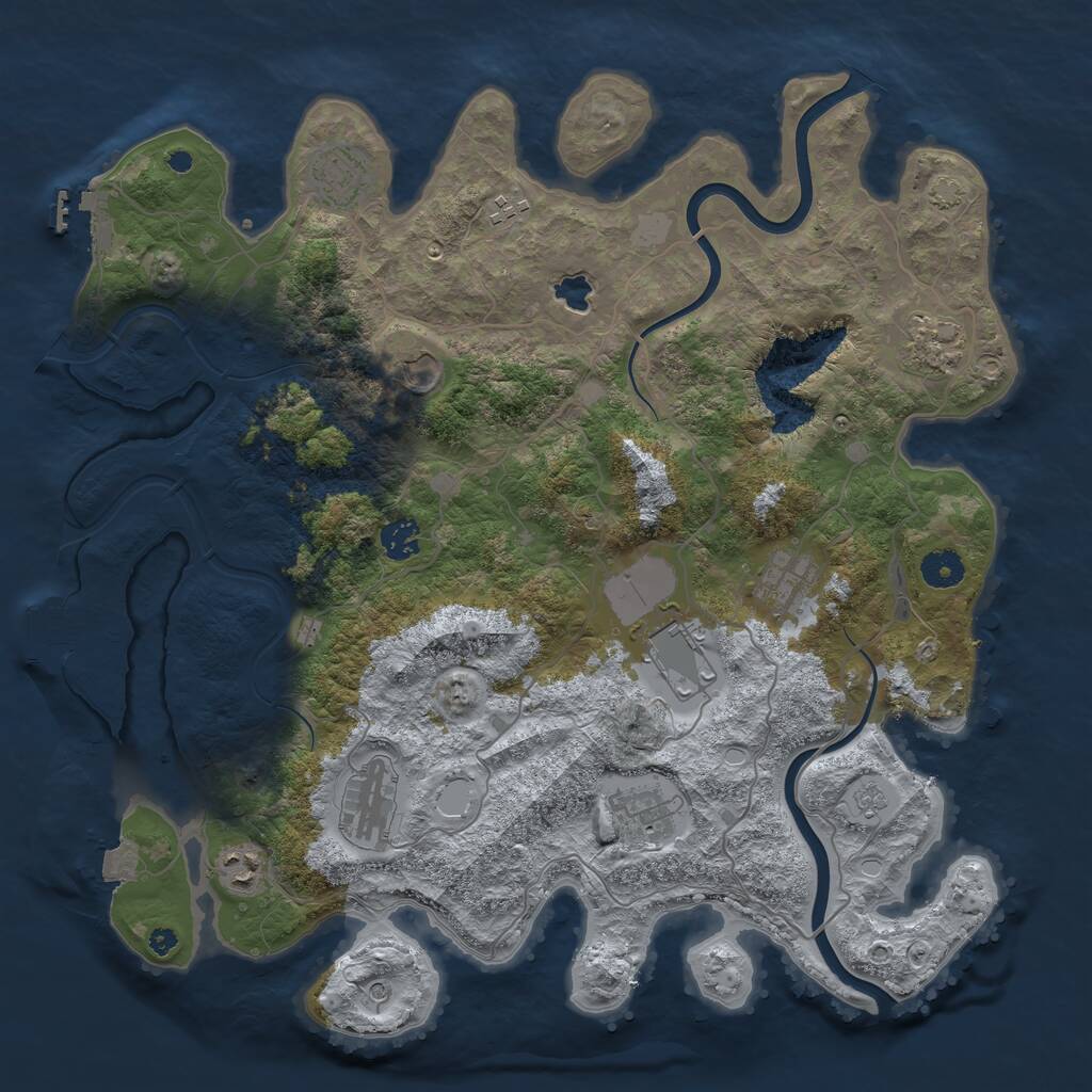 Rust Map: Procedural Map, Size: 4000, Seed: 512334213, 16 Monuments