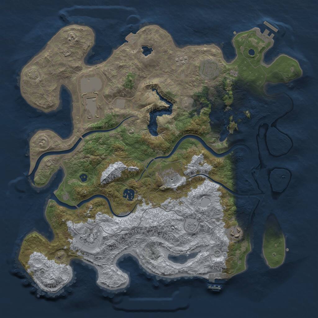 Rust Map: Procedural Map, Size: 4000, Seed: 516444035, 13 Monuments