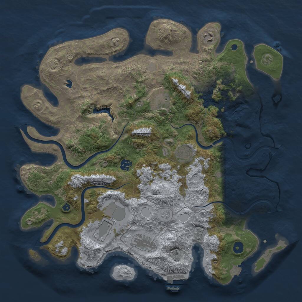 Rust Map: Procedural Map, Size: 4000, Seed: 36713, 12 Monuments