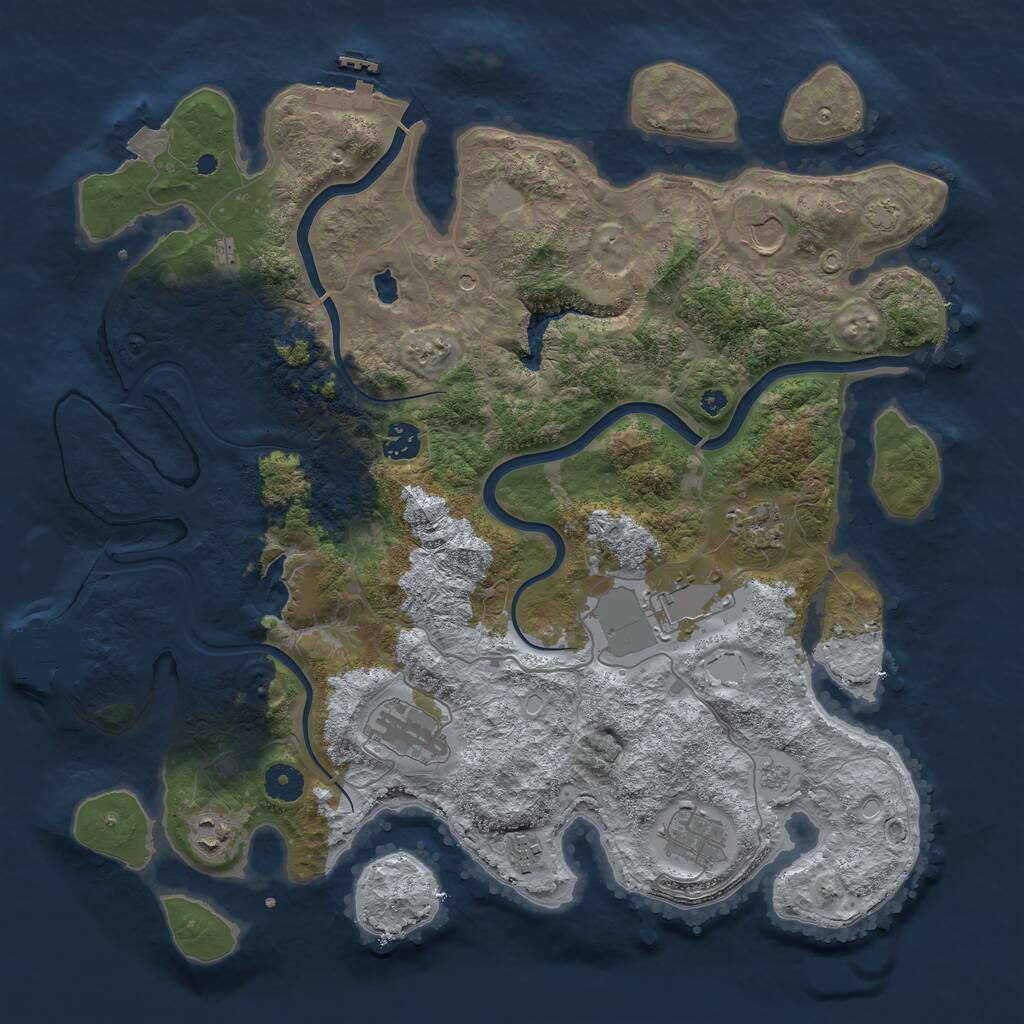 Rust Map: Procedural Map, Size: 4000, Seed: 442920279, 14 Monuments