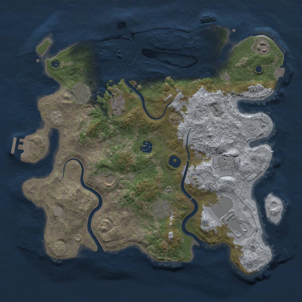 Rust Map: Procedural Map, Size: 3750, Seed: 749358539, 15 Monuments