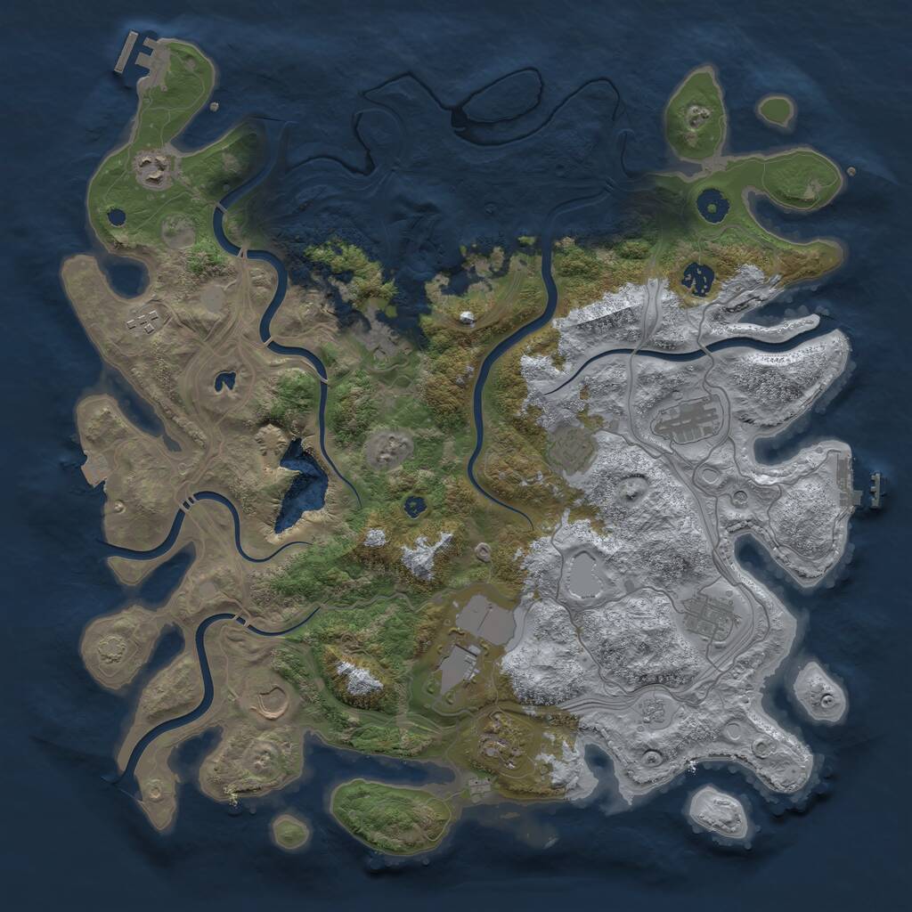 Rust Map: Procedural Map, Size: 4250, Seed: 10234030, 16 Monuments