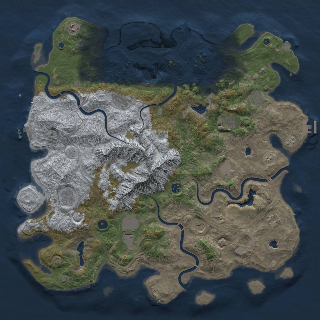 Rust Map: Procedural Map, Size: 5000, Seed: 597659943, 17 Monuments