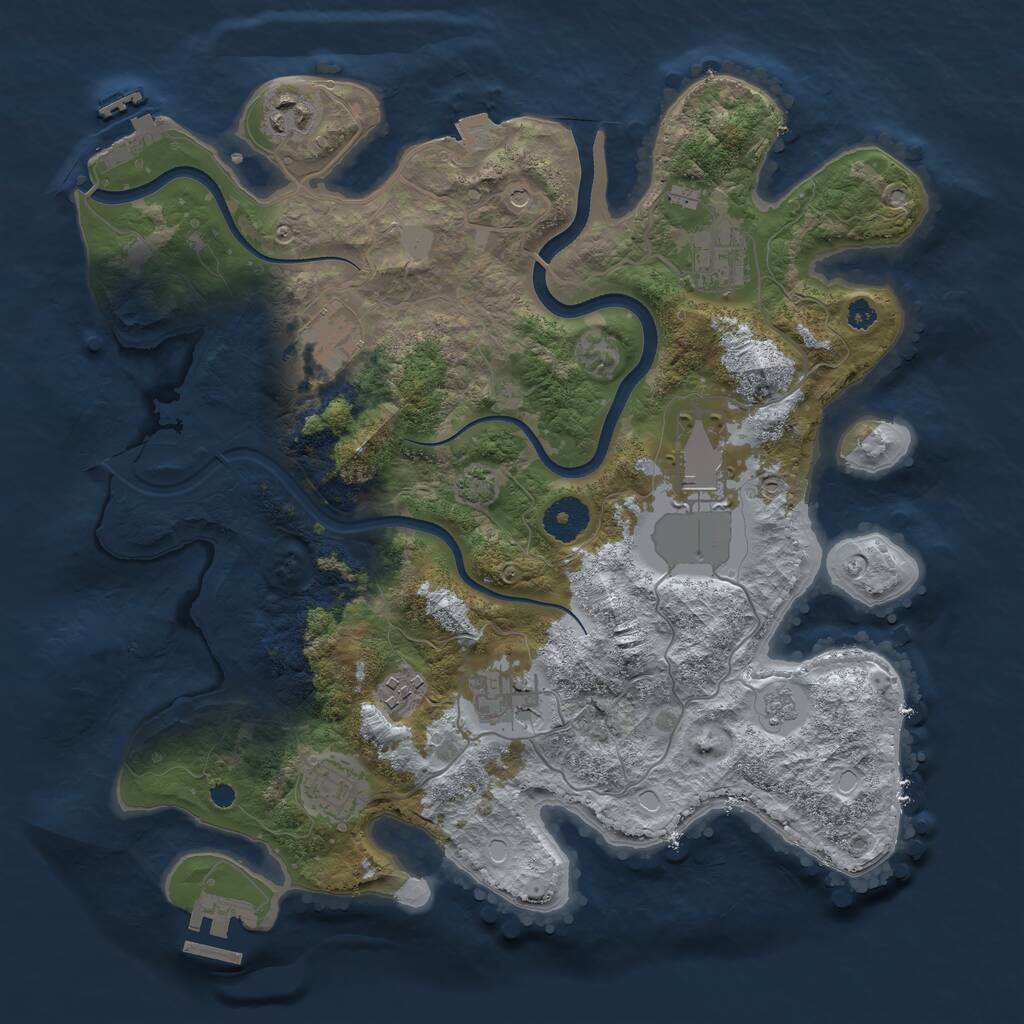 Rust Map: Procedural Map, Size: 3500, Seed: 496998414, 13 Monuments