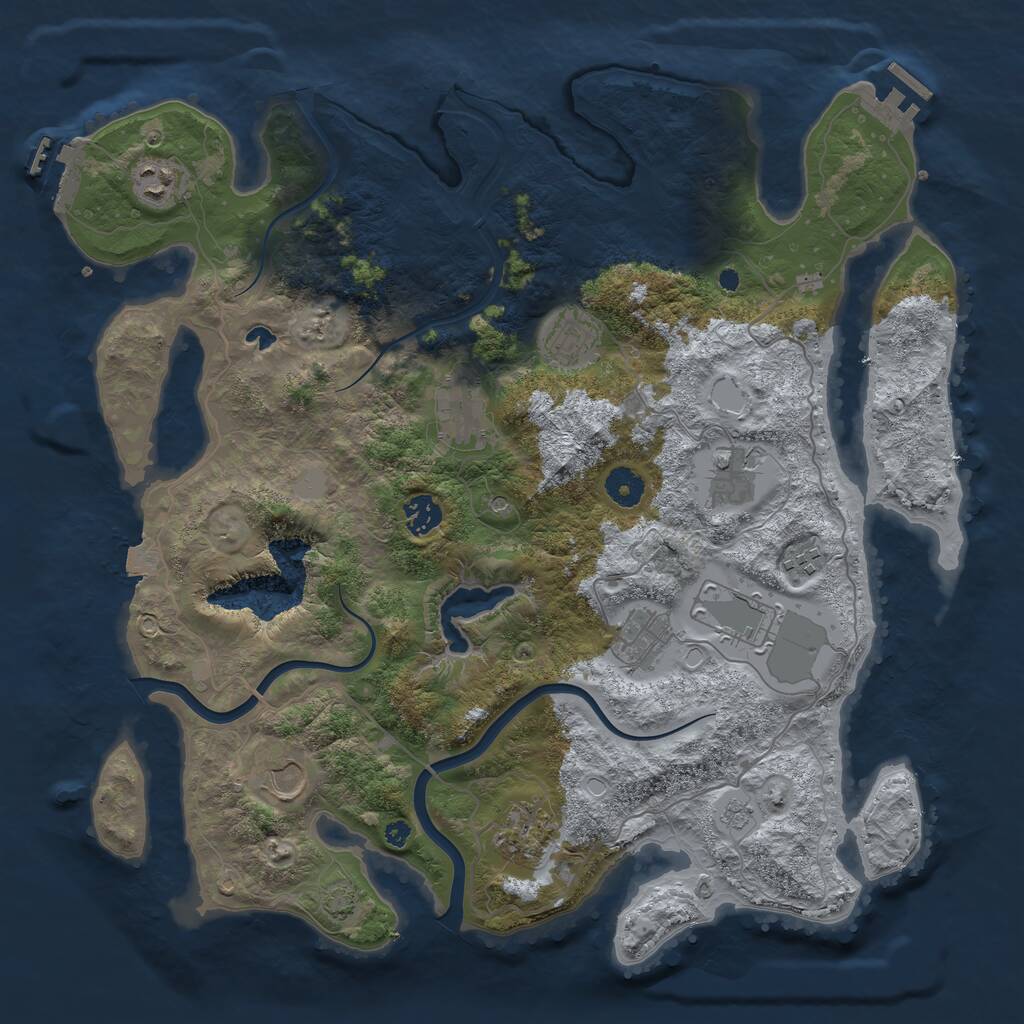 Rust Map: Procedural Map, Size: 4000, Seed: 230079226, 16 Monuments