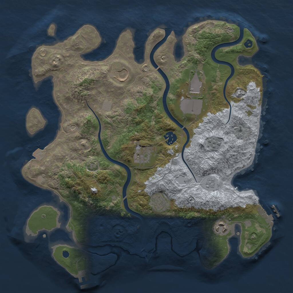 Rust Map: Procedural Map, Size: 3500, Seed: 425200, 13 Monuments