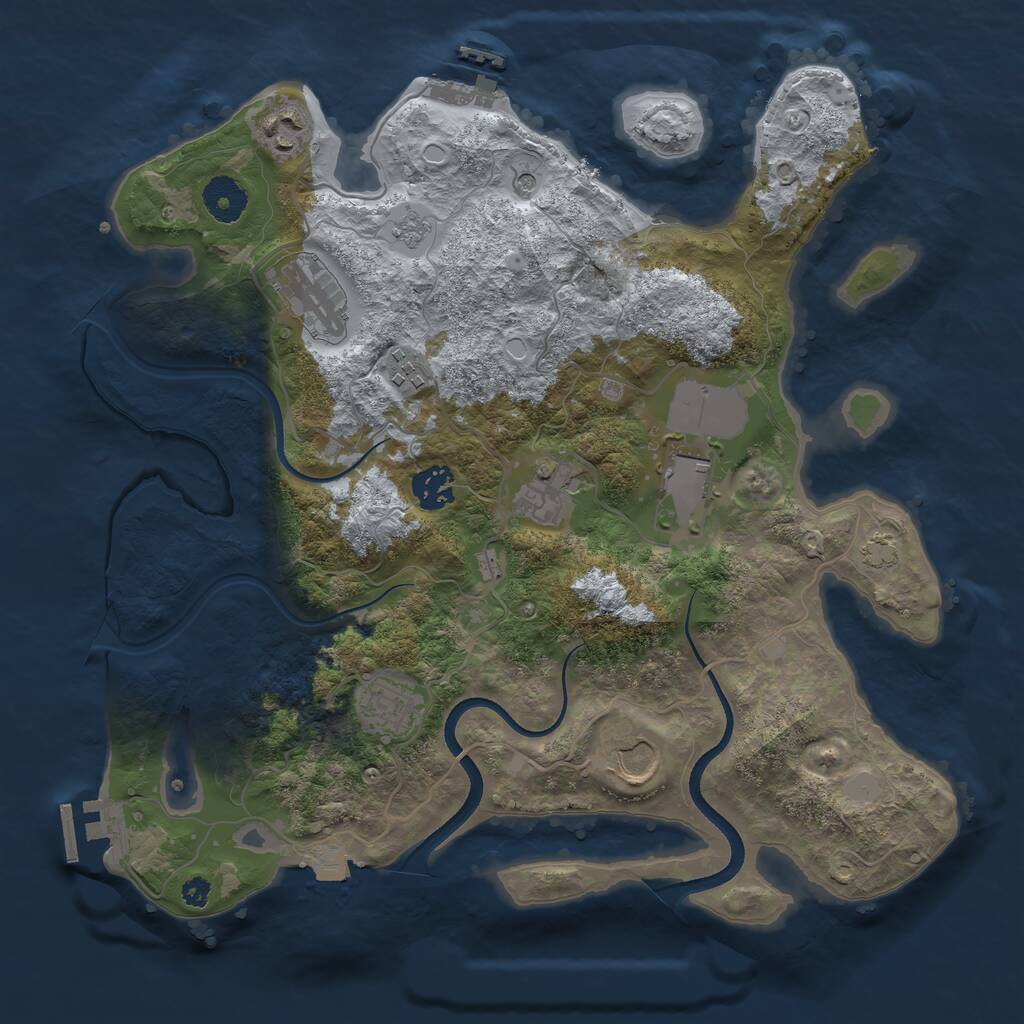 Rust Map: Procedural Map, Size: 3500, Seed: 87919, 14 Monuments