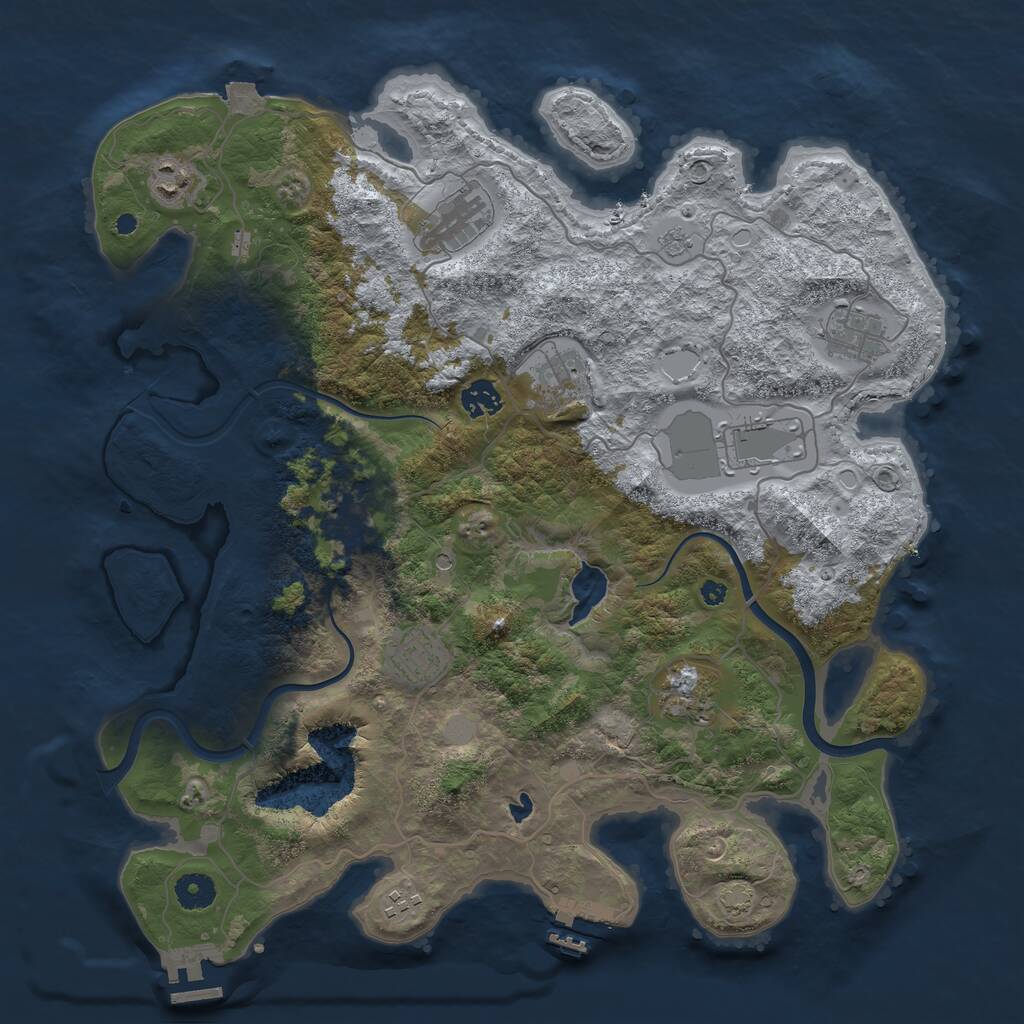 Rust Map: Procedural Map, Size: 4000, Seed: 65899463, 16 Monuments