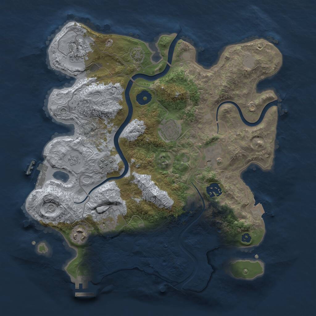 Rust Map: Procedural Map, Size: 3250, Seed: 545877, 13 Monuments