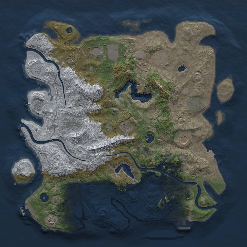 Rust Map: Procedural Map, Size: 4100, Seed: 76174477, 16 Monuments