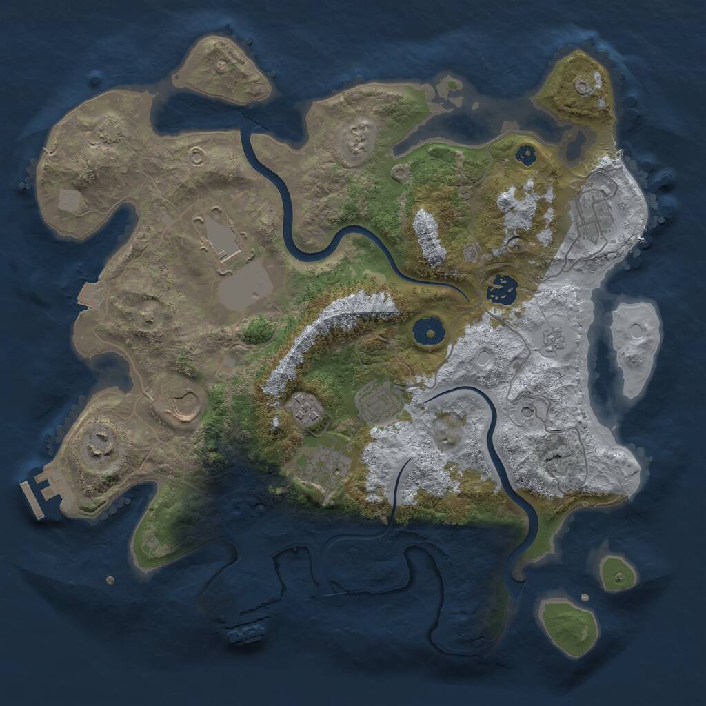 Rust Map: Procedural Map, Size: 3500, Seed: 534562523, 14 Monuments