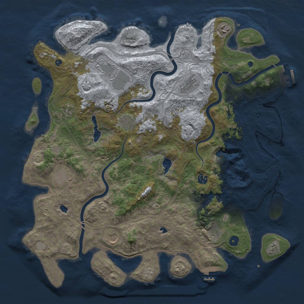 Rust Map: Procedural Map, Size: 4500, Seed: 1383020701, 16 Monuments