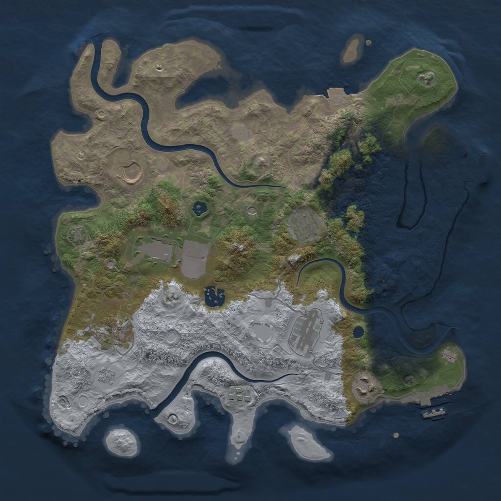 Rust Map: Procedural Map, Size: 3500, Seed: 216443008, 14 Monuments