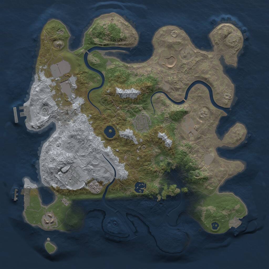 Rust Map: Procedural Map, Size: 3500, Seed: 220725759, 14 Monuments