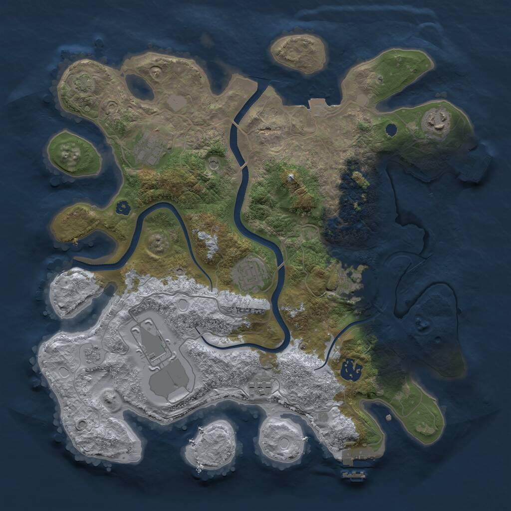 Rust Map: Procedural Map, Size: 3500, Seed: 1881915202, 13 Monuments