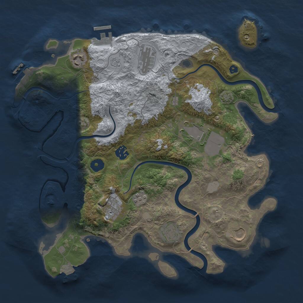 Rust Map: Procedural Map, Size: 3500, Seed: 2233331, 14 Monuments