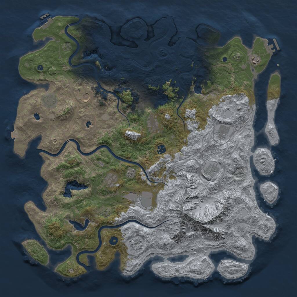 Rust Map: Procedural Map, Size: 5000, Seed: 280708, 17 Monuments