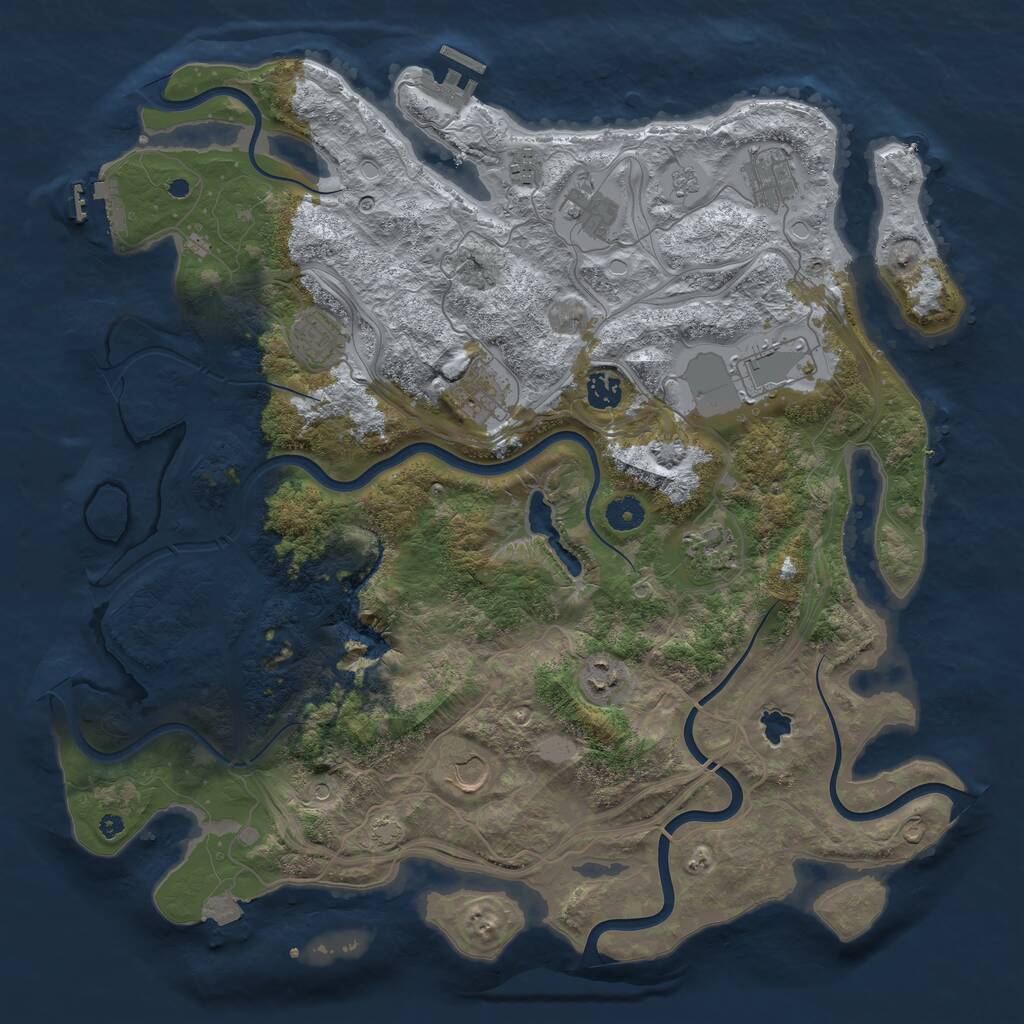 Rust Map: Procedural Map, Size: 4250, Seed: 345124612, 16 Monuments