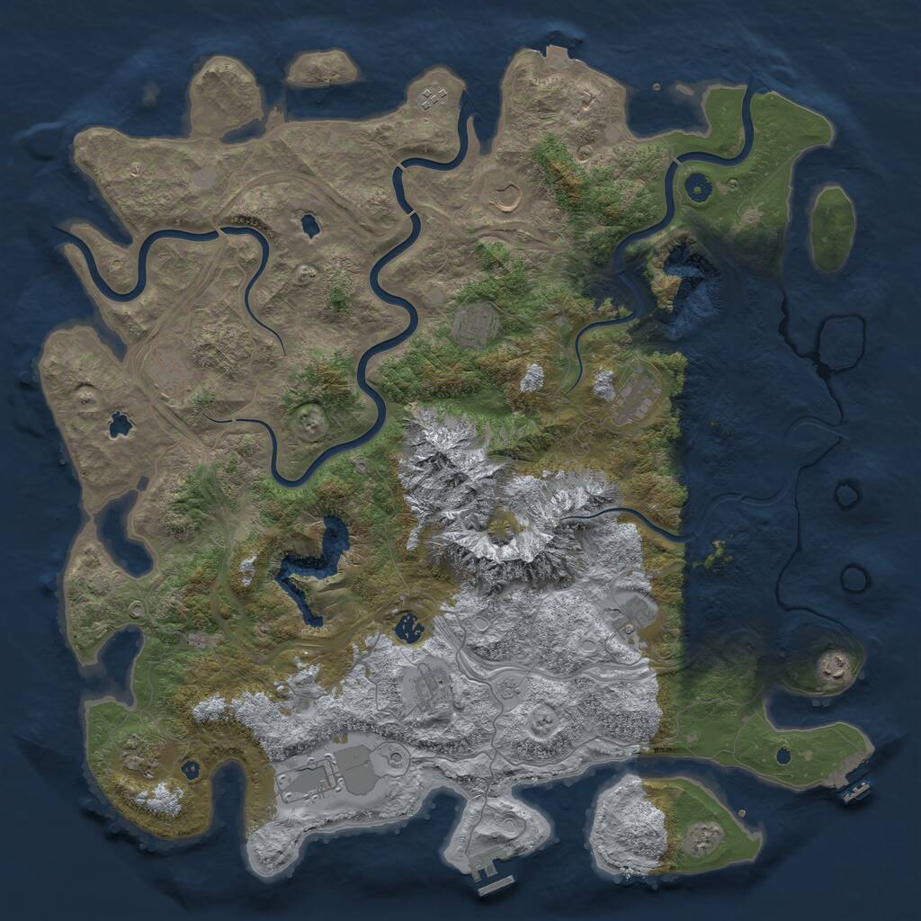Rust Map: Procedural Map, Size: 5000, Seed: 1130875741, 17 Monuments
