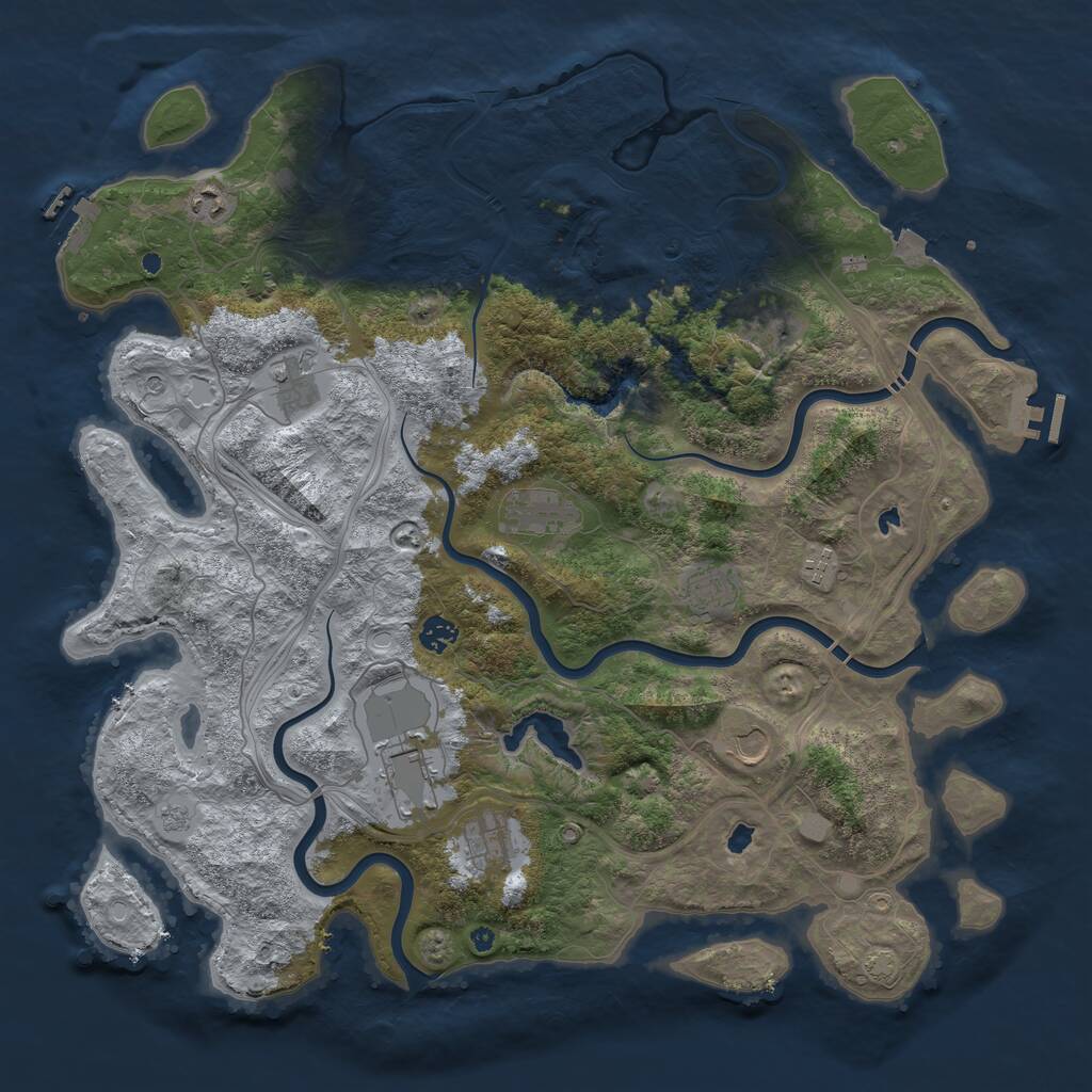 Rust Map: Procedural Map, Size: 4500, Seed: 2065200245, 16 Monuments