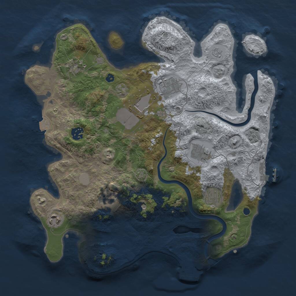 Rust Map: Procedural Map, Size: 3500, Seed: 38975, 15 Monuments