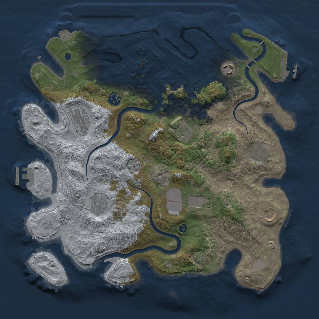 Rust Map: Procedural Map, Size: 3700, Seed: 290539415, 15 Monuments