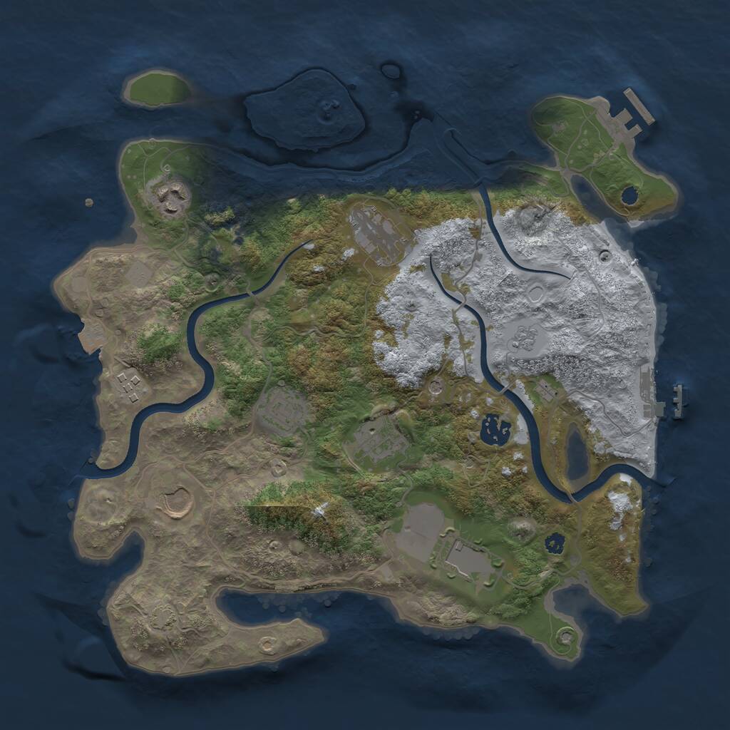 Rust Map: Procedural Map, Size: 3500, Seed: 2015869840, 14 Monuments