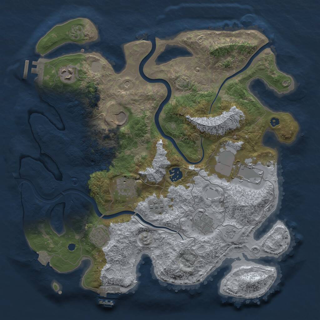Rust Map: Procedural Map, Size: 3500, Seed: 984666738, 14 Monuments