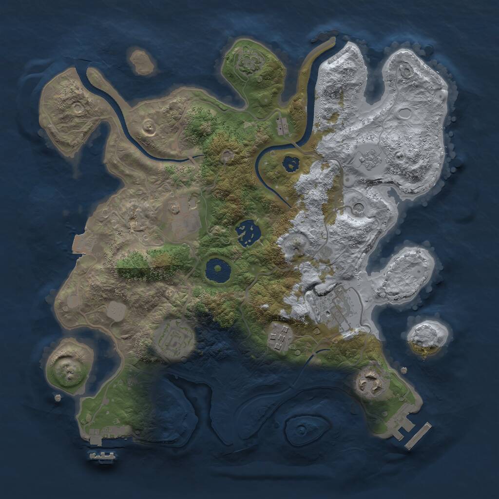 Rust Map: Procedural Map, Size: 3000, Seed: 17224, 12 Monuments