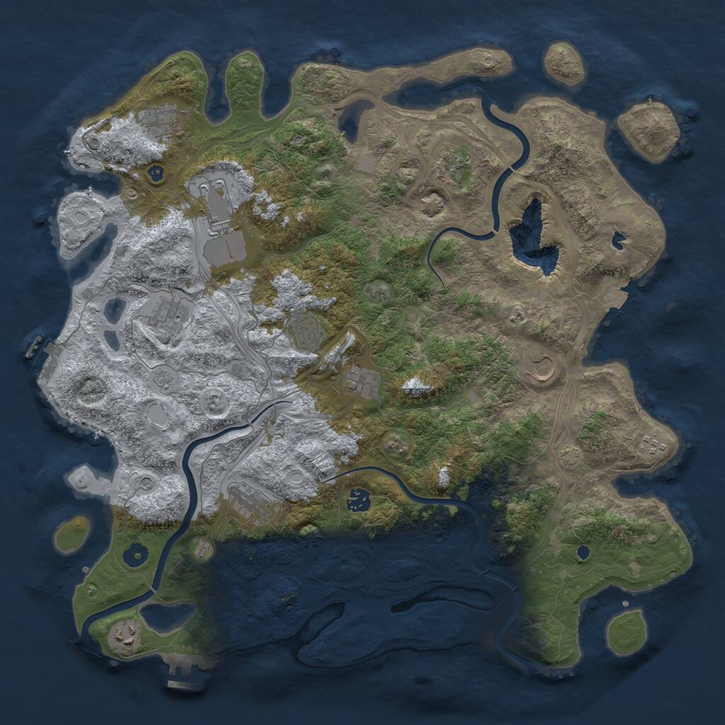 Rust Map: Procedural Map, Size: 4500, Seed: 610835293, 17 Monuments