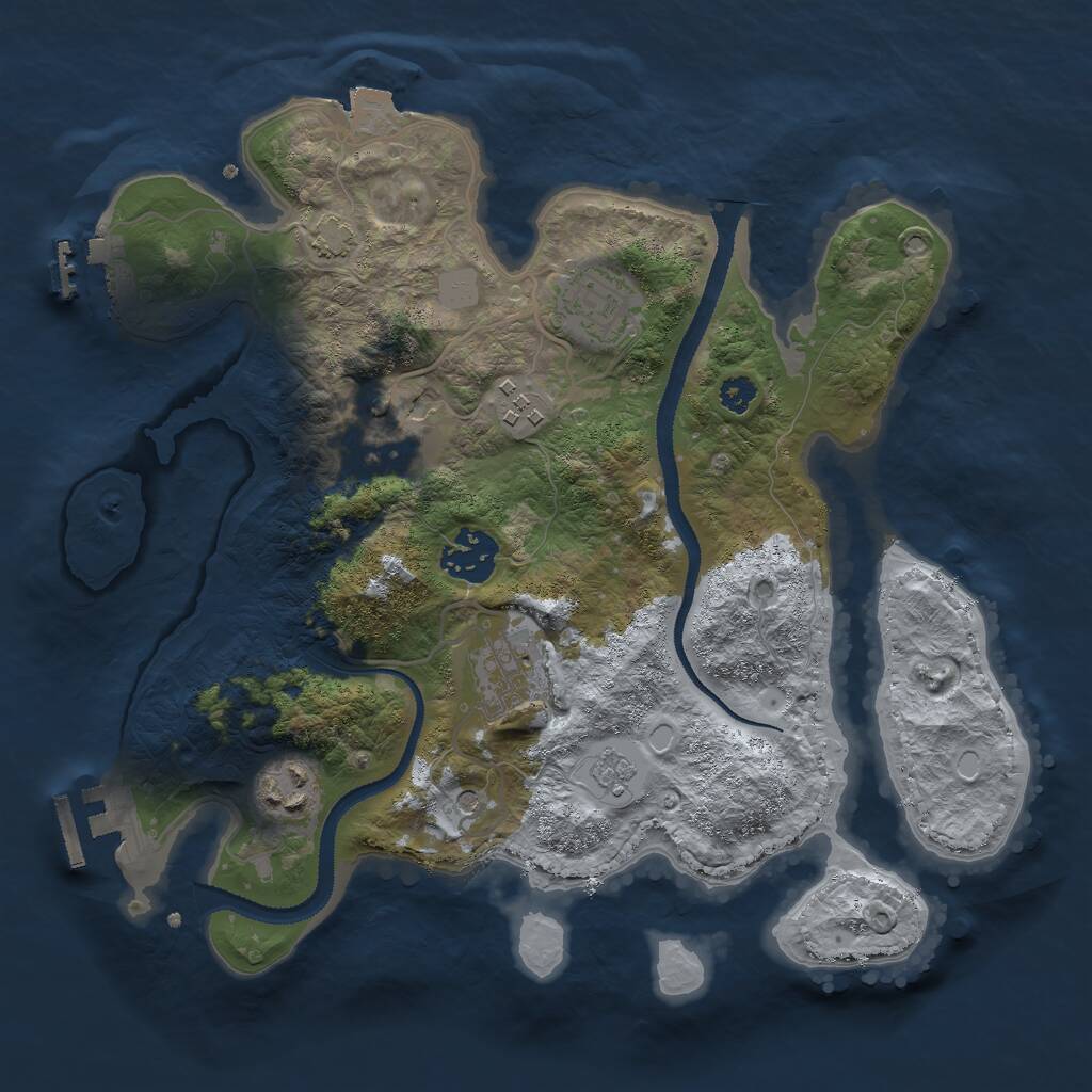 Rust Map: Procedural Map, Size: 3000, Seed: 17044, 12 Monuments