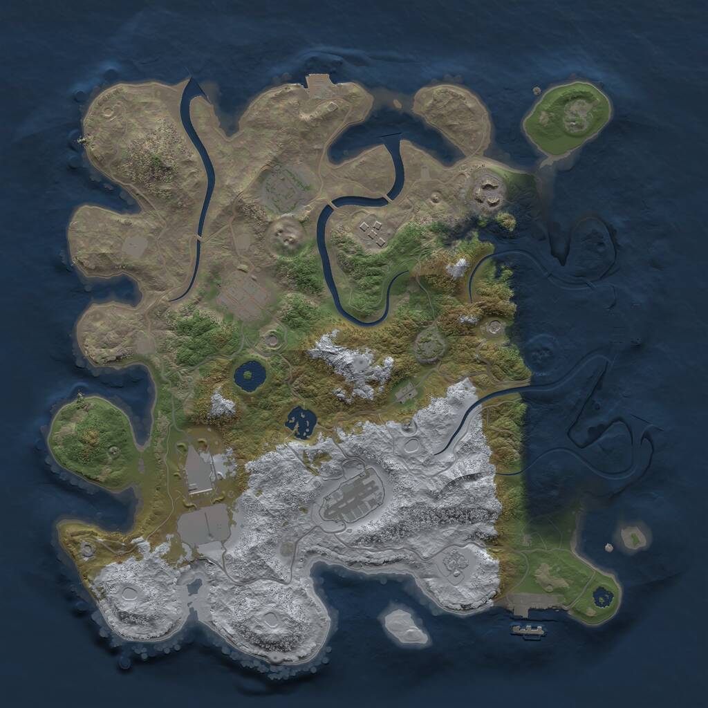 Rust Map: Procedural Map, Size: 3500, Seed: 222273728, 13 Monuments