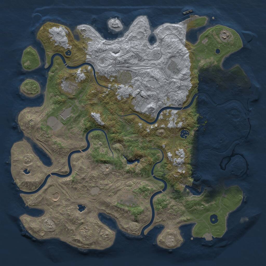 Rust Map: Procedural Map, Size: 4500, Seed: 1874884845, 17 Monuments