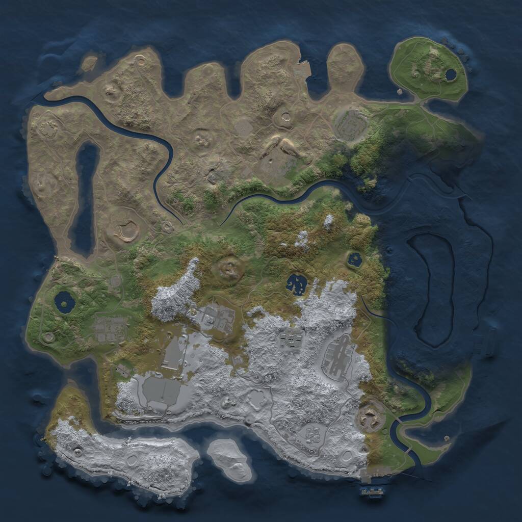 Rust Map: Procedural Map, Size: 3750, Seed: 627216006, 16 Monuments