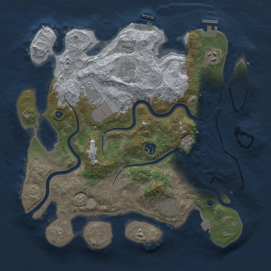 Rust Map: Procedural Map, Size: 3500, Seed: 1595302587, 12 Monuments