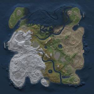 Thumbnail Rust Map: Procedural Map, Size: 3500, Seed: 1386063342, 16 Monuments