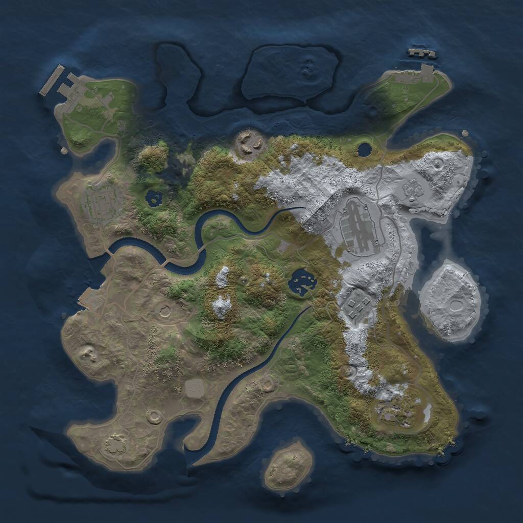 Rust Map: Procedural Map, Size: 3000, Seed: 765637421, 12 Monuments