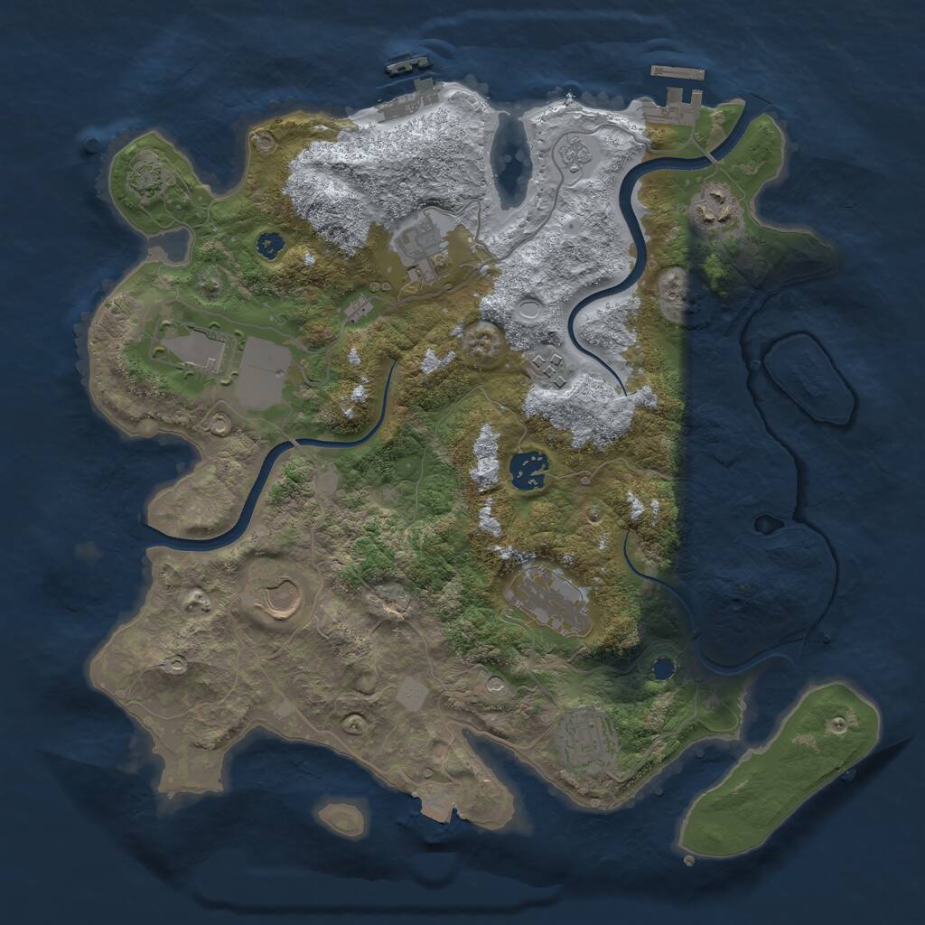 Rust Map: Procedural Map, Size: 3500, Seed: 18374625, 14 Monuments