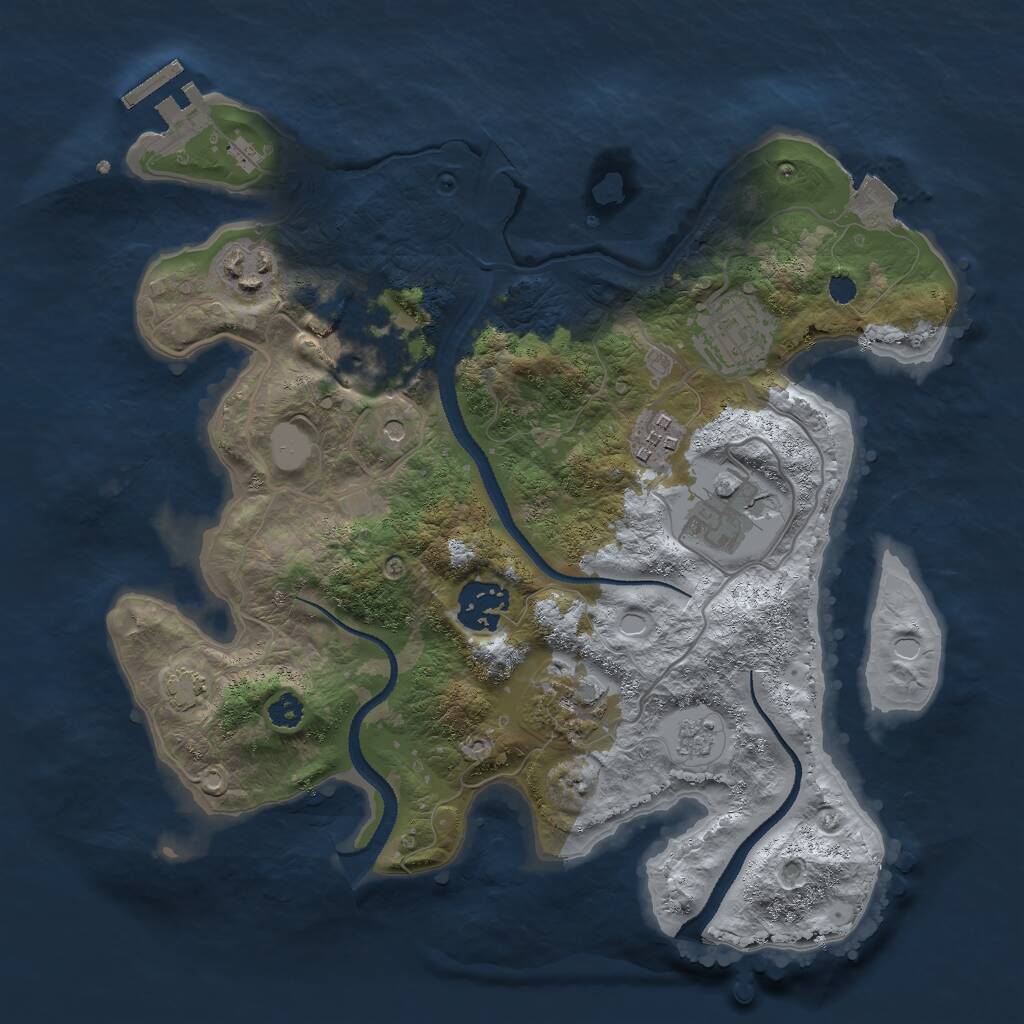 Rust Map: Procedural Map, Size: 3000, Seed: 542437998, 12 Monuments