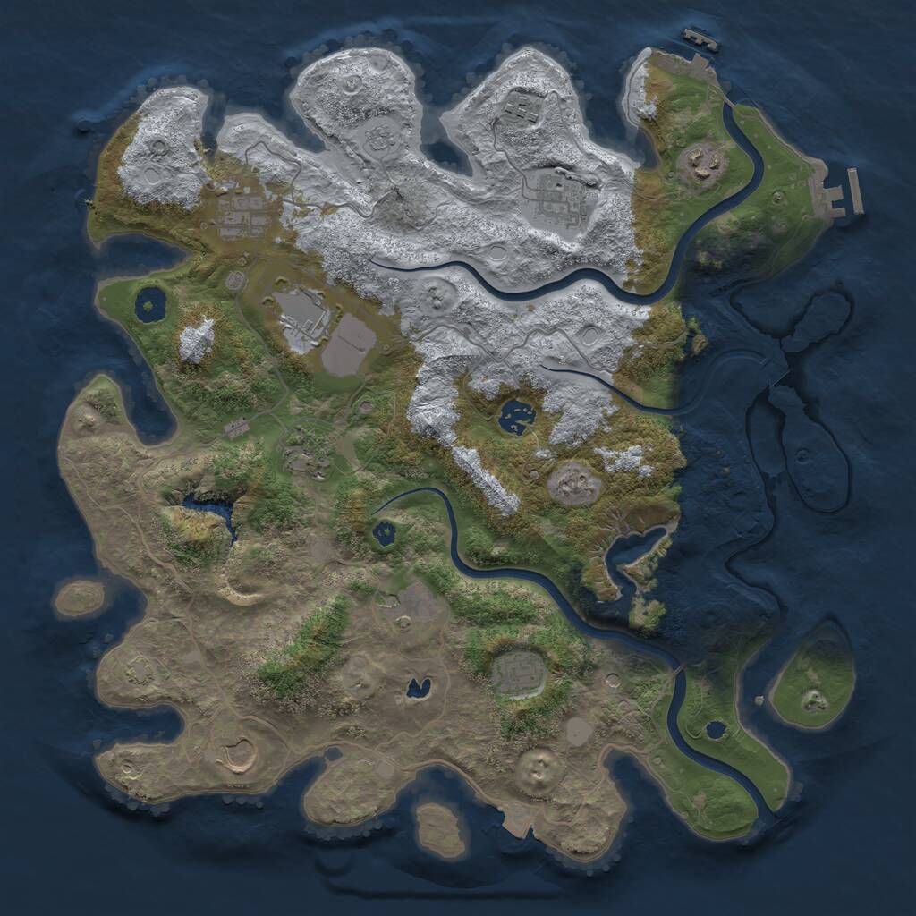 Rust Map: Procedural Map, Size: 4000, Seed: 44166211, 16 Monuments