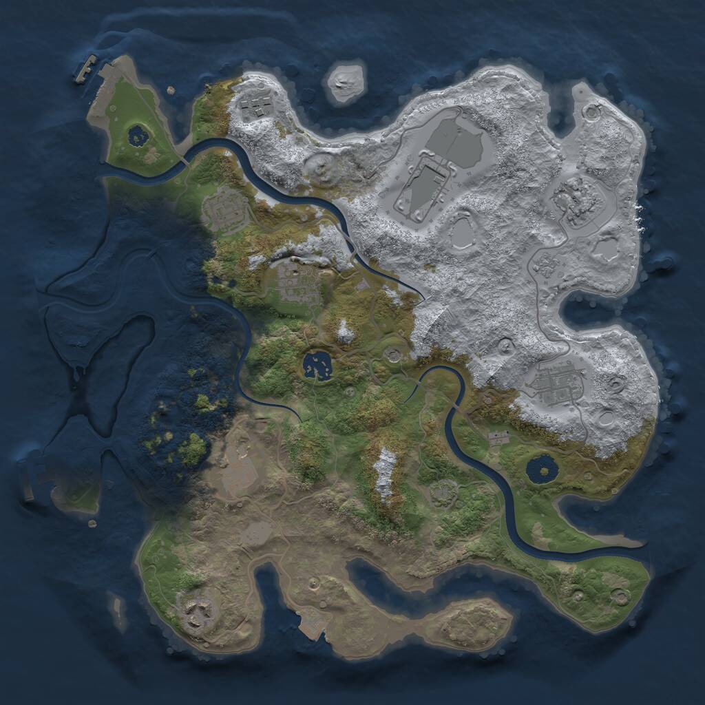 Rust Map: Procedural Map, Size: 3500, Seed: 1197768444, 15 Monuments