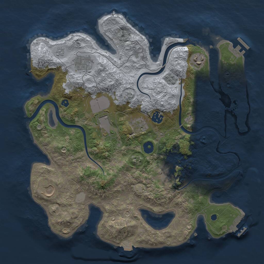 Rust Map: Procedural Map, Size: 3500, Seed: 444258579, 14 Monuments