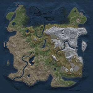 Thumbnail Rust Map: Procedural Map, Size: 4000, Seed: 1237343566, 16 Monuments